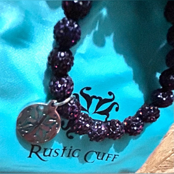 Rustic Cuff OKC vintage beaded stretch bracelet, signature charm,gift bag - Picture 3 of 5